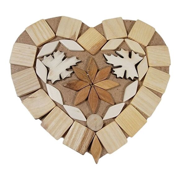 Vintage Handmade Trivet Hot Pads Wood Beads Heart Boho Coaster Folk Art Pot Pan - Picture 1 of 3
